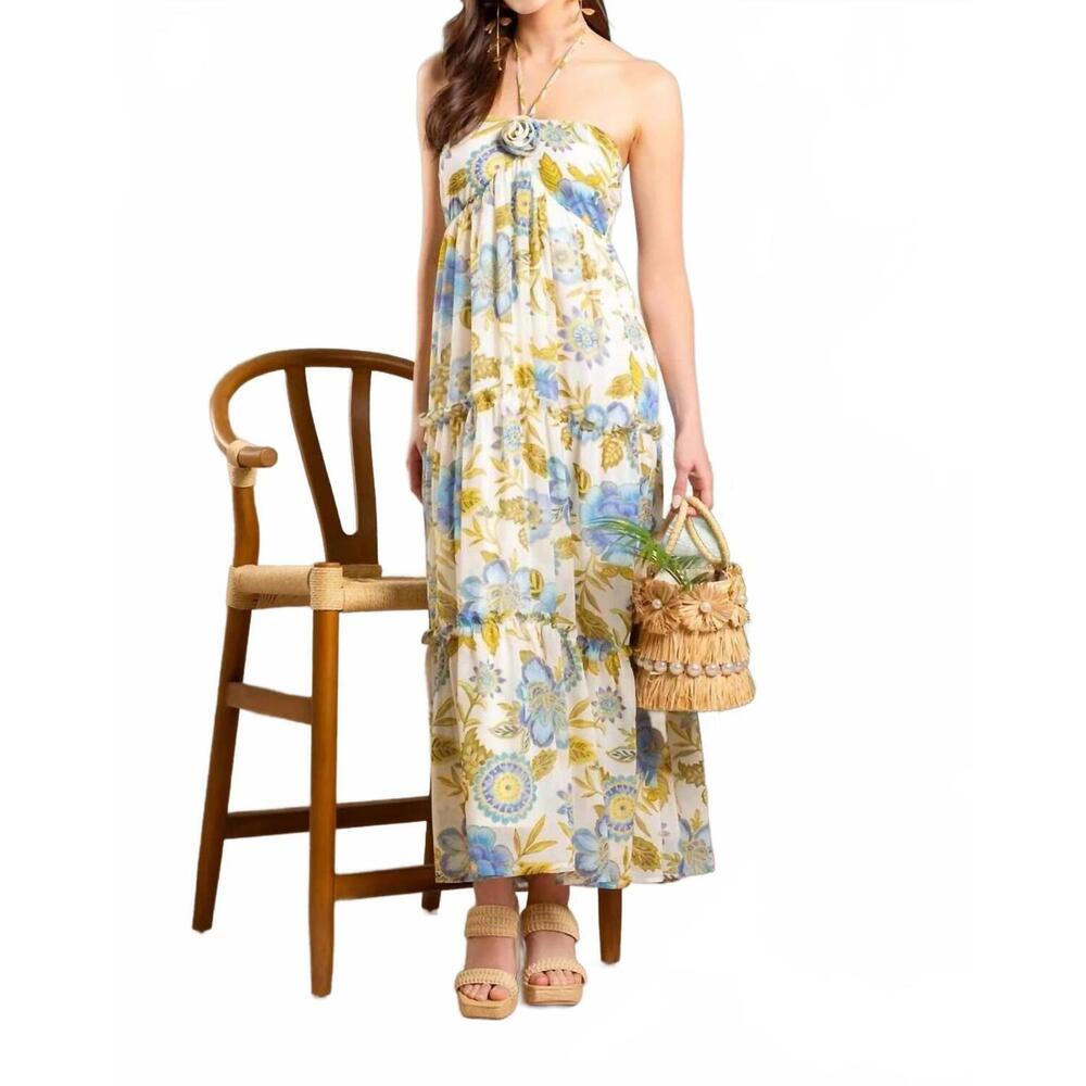 NEW TREND:NOTES beach foam floral maxi dress in multi